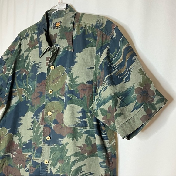 Route 66 | Men's 100% Cotton Tropical Camo Short Sleeve Button Shirt L - Picture 2 of 6